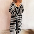thumbnail image 4 of Fmbrln Womens Cardigan Sweaters Fashion Casual Long Sleeve Button Open Front Cardigans Loose Comfy Stripe Print Hooded Cardigan Coat Gray M, 4 of 5
