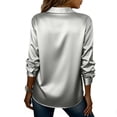 thumbnail image 4 of Satin Blouse For Women Button Down Shirt With Long Sleeves And Collared Neck For Office Outfits And Elegant Evening Style, 4 of 4