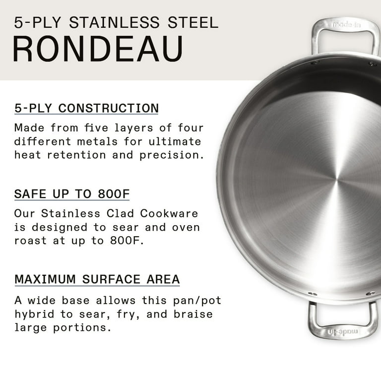 Best Stainless Steel Rondeau | 10 qt | Lifetime Warranty | Made in