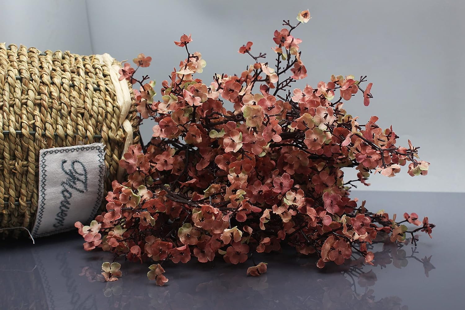 Babys Breath Silk Artificial Flowers 6 Bundle European Fake Plants Decor Wedding Party Fall Stems Decoration Bouquets DIY Home Garden (Beige Brown-6pcs)
