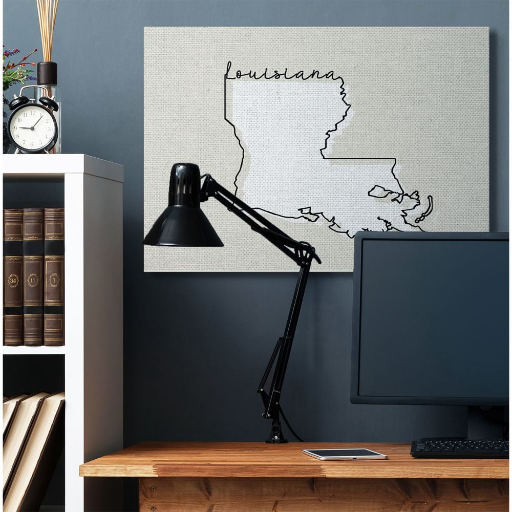 Stupell Industries Louisiana Home State Map Neutral Print Design Super Canvas Wall Art by Daphne Polselli