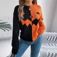 thumbnail image 2 of Drses‌‌ ‌‌‌‌‌‌‌‌‌‌‌‌‌‌‌‌Women's Halloween Knit Sweater - Pumpkin Long Sleeve Crew Neck Casual Pullover Top, 2 of 6