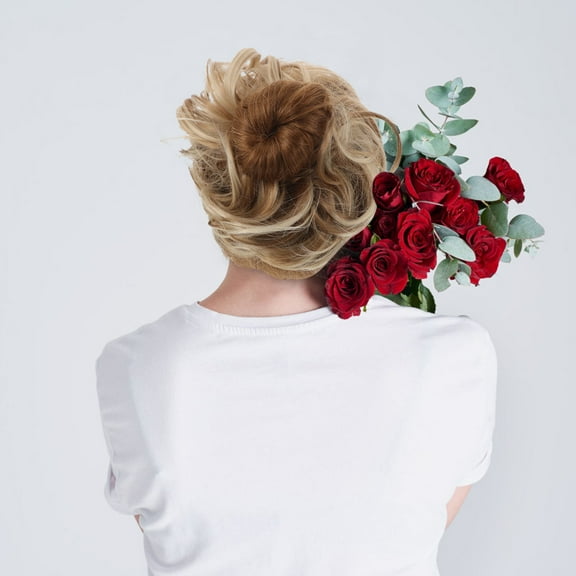 SEWCHICS Golden Faux Hair Bun Hairpiece for Women's, Synthetic Messy Bun Accessory, Instant , Comfortable AllDay Wear, 2pcs