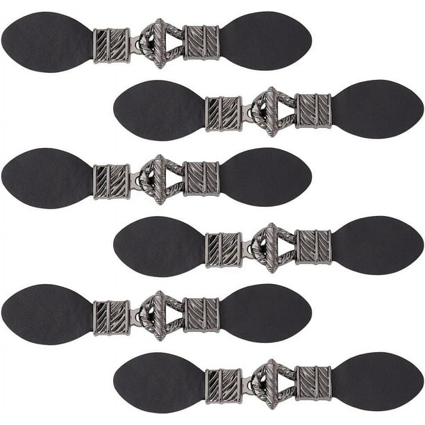 6 pares de broches para cárdigan, hebillas de cuero para coser, broche de cuero, broche para poncho con nudo, cierre de palanca de cuero sintético.