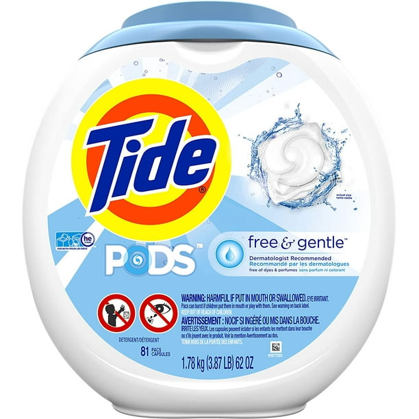 Tide Free And Gentle Laundry Detergent Pods, 81 Count, Unscented And