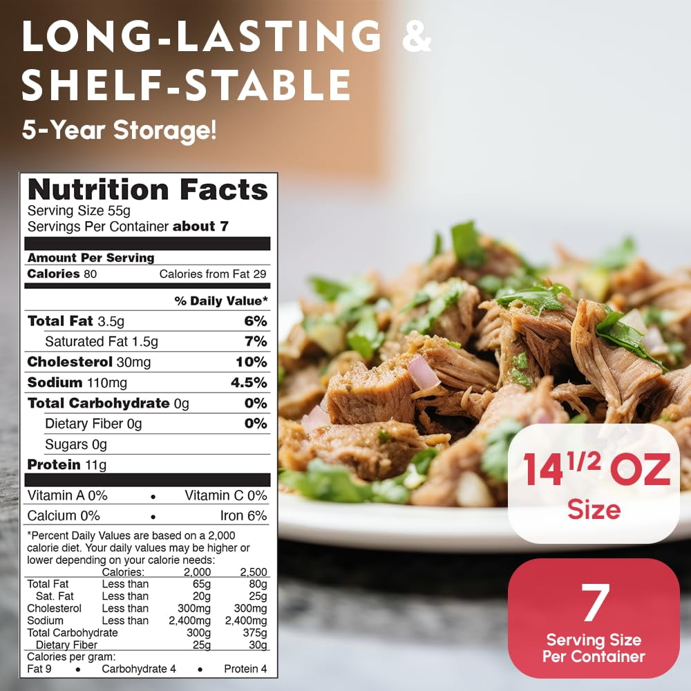 (Pack of 12) Werling and Sons Canned Beef 14.5 Oz Fully Cooked Heat & Eat Shelf Stable Canned Meat for Long Term Storage Recipe Ready Canned Food Camping Hiking Emergency Preparedness Quality Meat