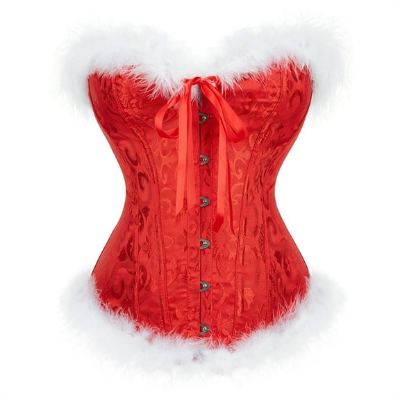 Grebrafan Corset Women Christmas Plus Size Bustier Gothic Red 2XL