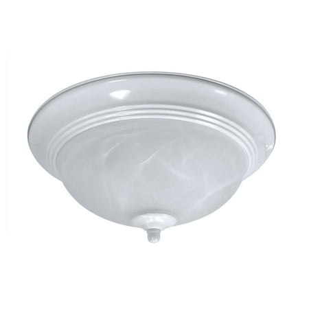 Alabaster Melon Ceiling Flush - NICOR Lighting 13-Inch Flush Mount Alabaster Glass Ceiling Fixture, White (31014-213WH)