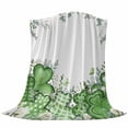 thumbnail image 6 of St. Patrick's Blanket Soft Cozy Warm Throw Blanket for Couch, Plush Fuzzy Flannel Fleece Blankets for Sofa, Lucky Shamrock Green Eucalyptus Floral Plants Bed Blankets Gifts for Men, 50"x80", 6 of 9
