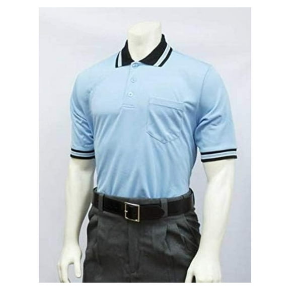 Smitty | BBS-300 | Baseball Softball Umpire Shirt | Performance Mesh Short Sleeve | Sized to Accommodate Chest Protector (Powder Blue w/Black Trim, Large)