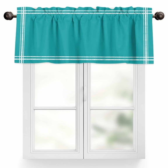 Teal Blue Valances for Windows, 54 x 18in, Solid Color Rod Pocket Kitchen Valance Curtain Light Filtering Window Treatments for Living Room Bedroom, 1 Panel