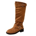 thumbnail image 2 of Viluyesy Womens Knee High Boots, Low Heels Wide Calf Faux Suede Leather Comfort Slouchy Tall Boots Brown US6.5, 2 of 7