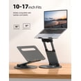 thumbnail image 4 of Nulaxy Telescopic 360 Rotating Laptop Stand for Desk Adjustable Height Swivel Pull Out Design Ergonomic Laptop Riser Standing Desk Converter Fits All 10-17" Laptops Computer MacBook,, 4 of 8