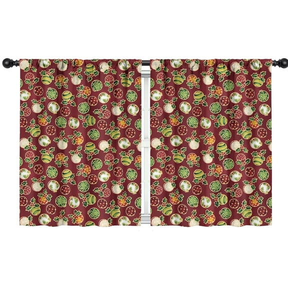 Blackout Kids Curtains,Red Christmas Ornament Pattern Childrens Insulated Curtains Set Of 2,Bedroom Essentials,Toddler Room Decor 42"x54"