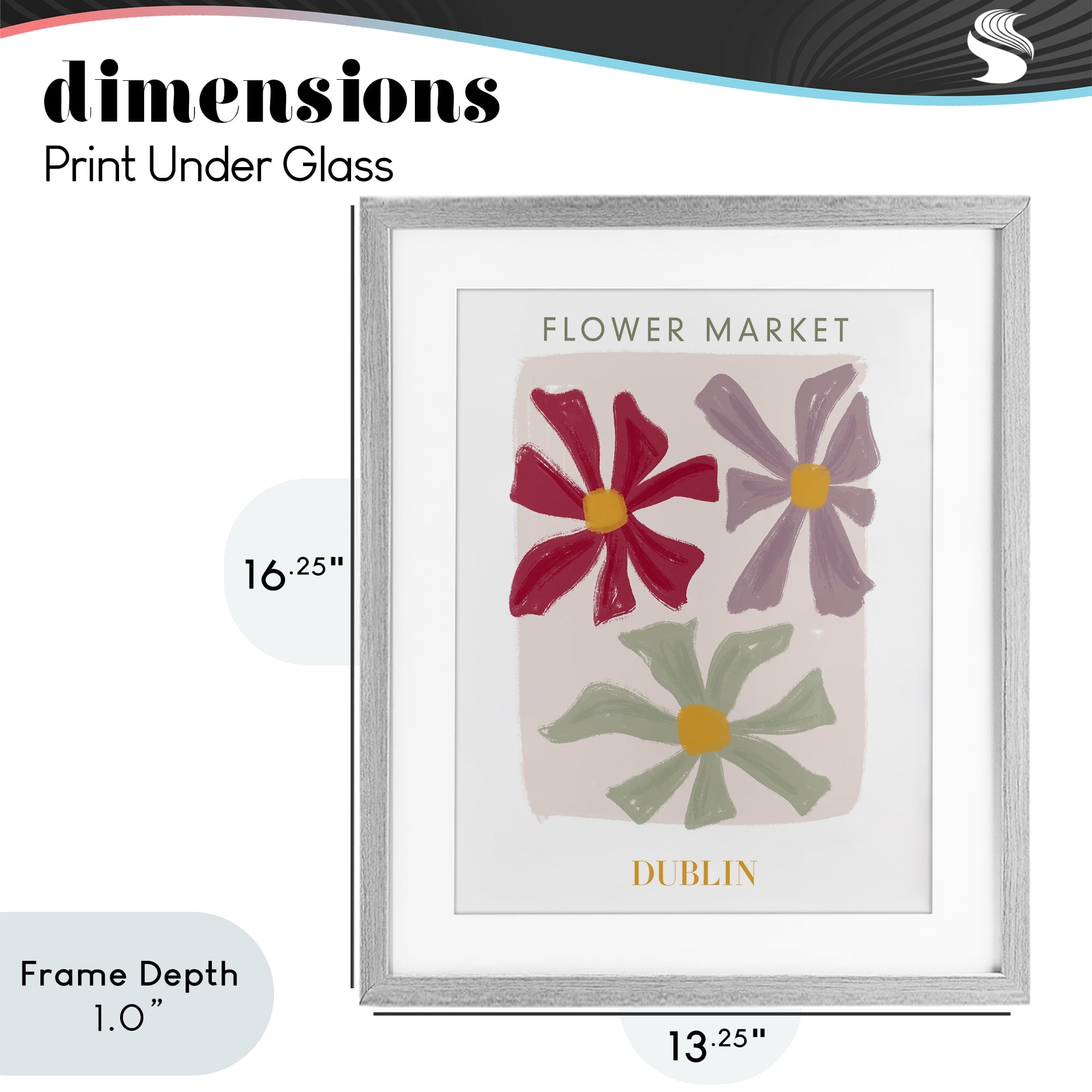 Stupell Industries Muted Dublin Flower Market Gray Framed Print Under Glass, design by Lucille Price