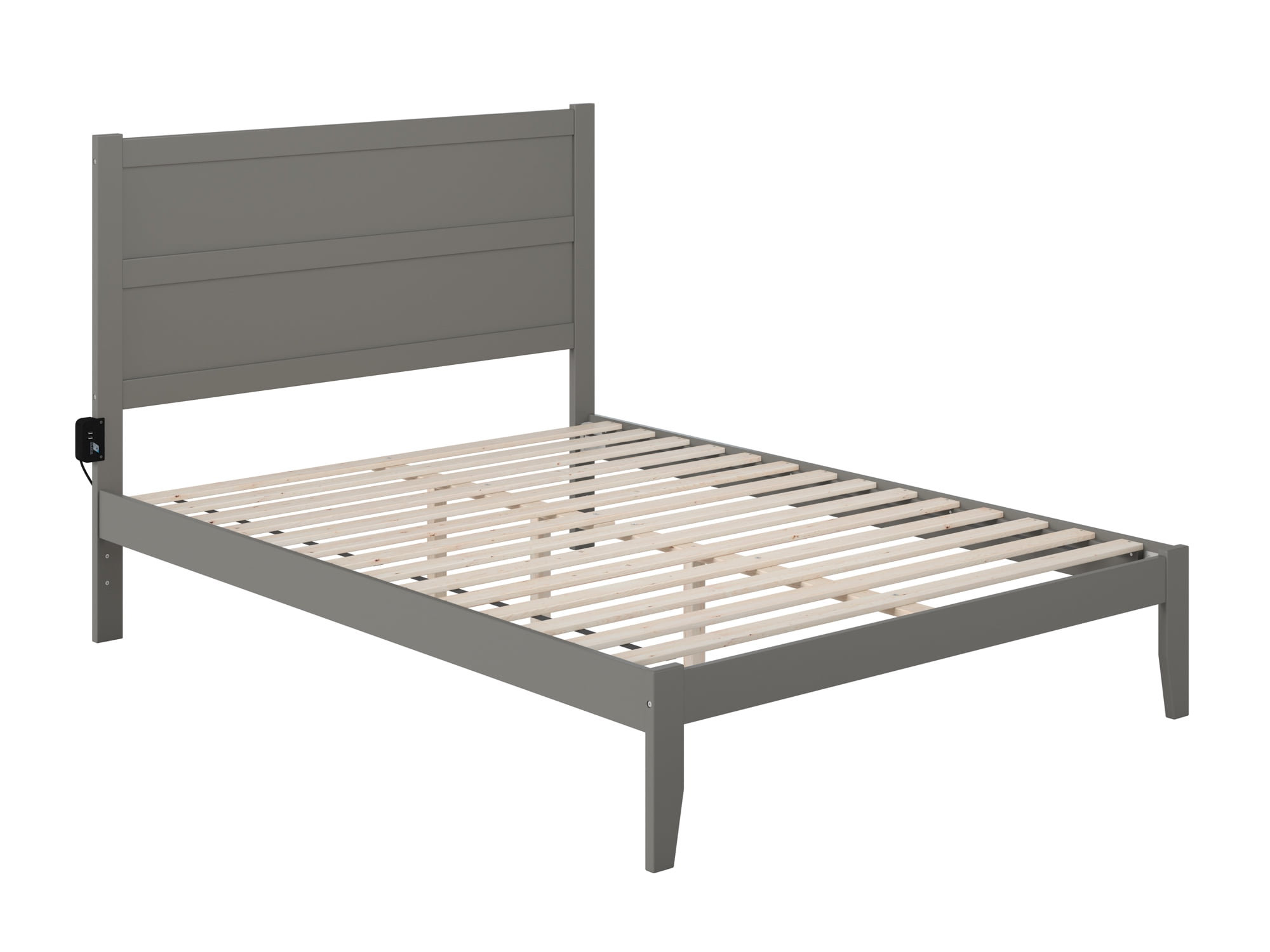 AFI NoHo 14" Queen Wood Platform Bed Frame with Modern Panel Headboard, Grey