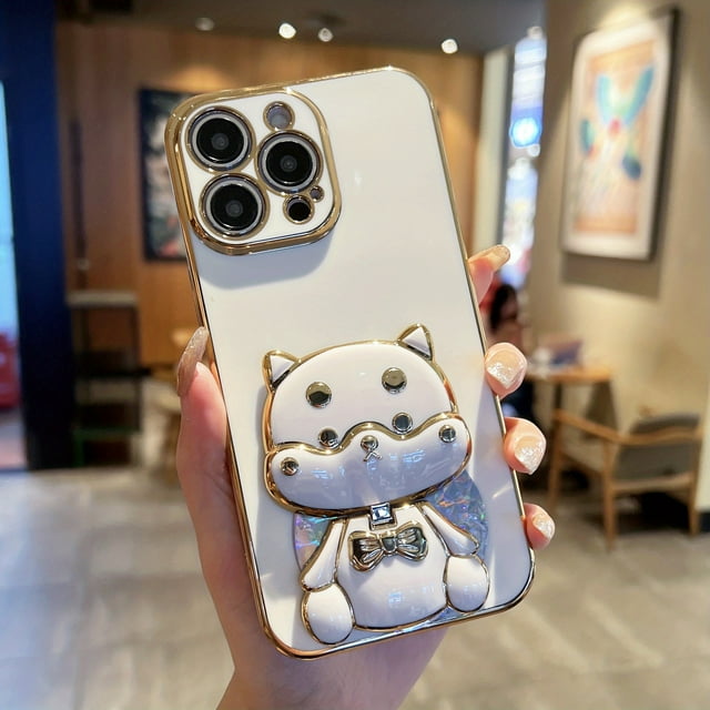 Étui de Protection à Support d'Ours Rotatif pour Apple iPhone 14/13/12/11/XR/X/8/7/Plus/Pro Max - Protection Antichute