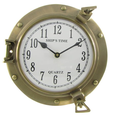Anchor Nautical Clock - Brass Ship Porthole Vintage Wall Clock Nautical Beach House Decor