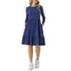 thumbnail image 1 of Vestido casual babydoll para mujer INSPIRE CHIC con bolsillos, de manga larga, cuello redondo, con volantes, en línea A, fluido, talla L, azul oscuro, 1 of 5