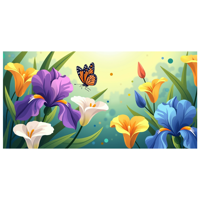 Vibrant Floral and Butterfly Background Banner Party Decorations Backdrop for Garden Parties Outdoor Celebrations Spring Festivities Photo Props