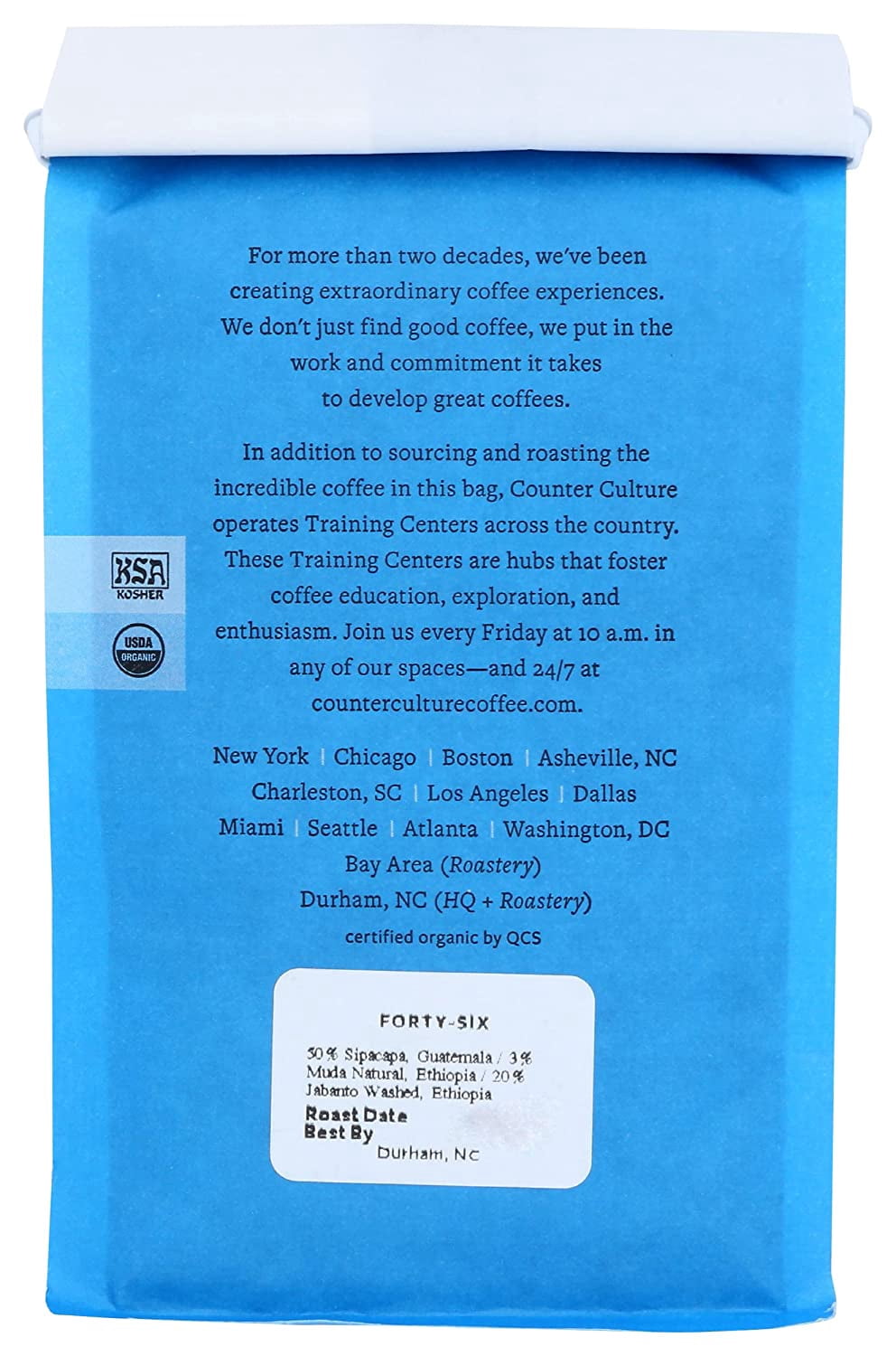Counter Culture Coffee Forty Six Blend Dark Chocolate, Smoky Whole Bean Coffee