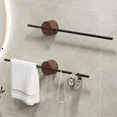 thumbnail image 2 of Porte-serviettes Minimaliste en Noyer Support de Serviette de Salle de Bain Coulissant Poteau Simple Sans Trou Support en Bois Massif 50cm, 2 of 5
