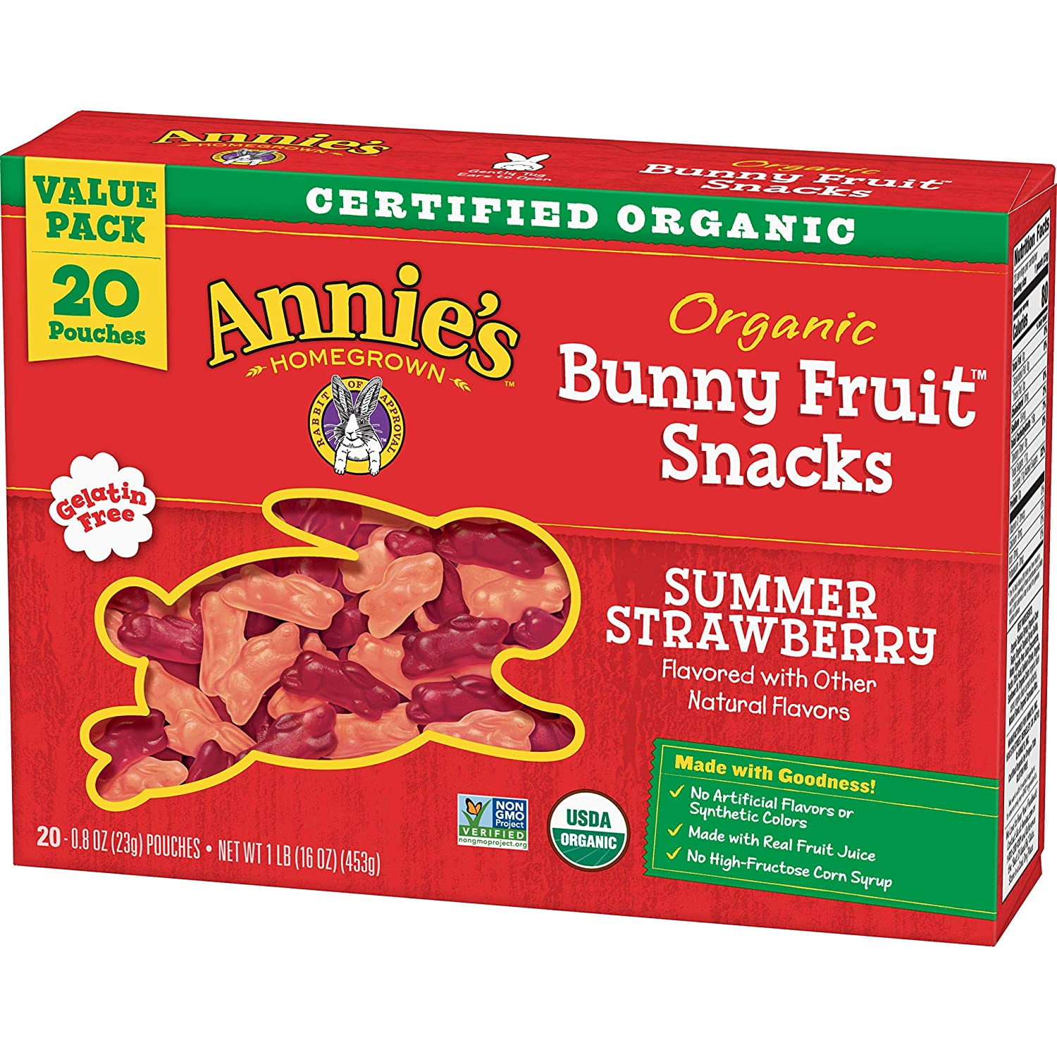 Annie’s Organic Summer Strawberry Bunny Fruit Snacks, (120 Pouches