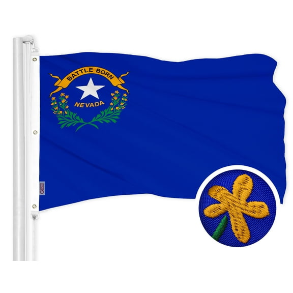 G128 Nevada NV State Flag | 5x8 Ft | ToughWeave Series Embroidered 600D Polyester | Embroidered Design, Indoor/Outdoor, Brass Grommets