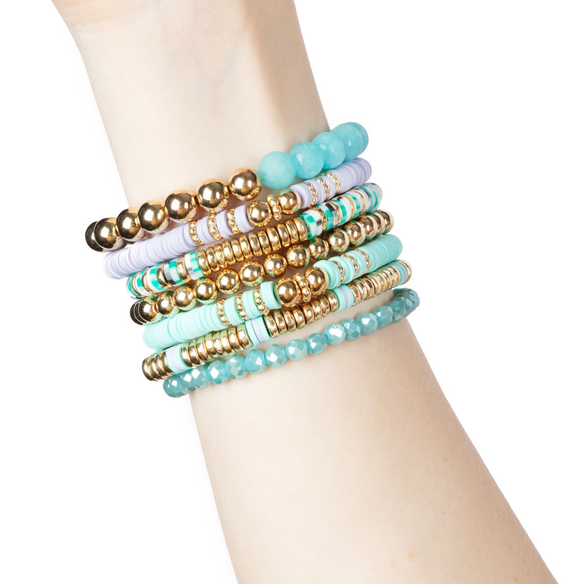(2 pack) Cousin DIY Teal and Purple Heishi Stack DIY Bracelet Kit, Clay/Metal, 564 Beads, Adult, 69995662
