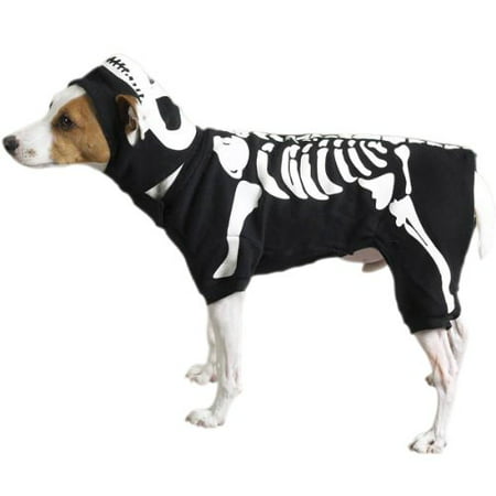 Dog Halloween Costume Glow Bones Skeleton Spooky Glowing Outfit Hat Choose Size (Large)