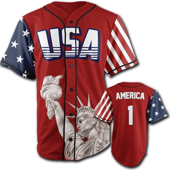 RED AMERICA #1 BASEBALL JERSEY