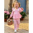 thumbnail image 4 of RUINIXCW Toddler Girls Fall Outfits Long Sleeve Striped Tops and Ruffled Pants Set, 4 of 8