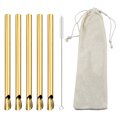 thumbnail image 2 of 7 Pcs Paille Réutilisable en Acier Inoxydable Doré Perle Milkshake Paille à Thé avec Sac Brosse Cuillère à Smoothie Paille en Forme Bleu, 2 of 6
