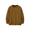 thumbnail image 3 of Nokdvo Men's Crewneck Casual Sweatshirt Long Sleeve Solid Color Sweatshirts Crewneck New X Decoration Shirts Loose Causal Lightweight Fall Winter Clothing,Brown L, 3 of 4
