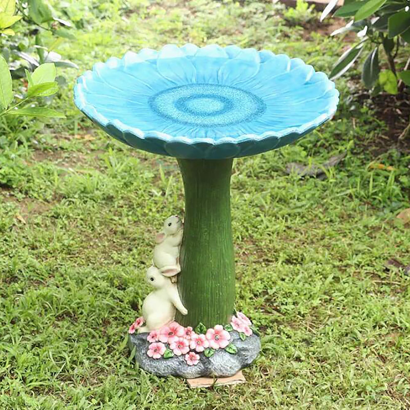 Bird Bath,Standing Bird Feeder,Outdoor Garden Decoration Garden Decoration Bird Feeder Resin Ornaments,Resin Bird Feeders On A Pedestal, Bird Bath Bowl For Garden(F)