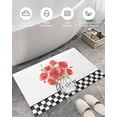 thumbnail image 5 of Shag Bath Rugs Red Poppy Flower Watercolor Floral Plush Soft Fluffy Doormat Floor Carpet,Non-Slip Living Room Bedroom Kitchen Entryway Door Mats Farmhouse Black White Plaid, 5 of 6