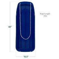 48in Toboggan Snow Sled with Rope - Plastic Winter Sled - Durable Outdoor Snow Toys for Family Fun - 275lbs Capacity
