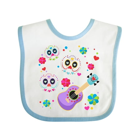 

Inktastic Day of the Dead Owl Sugar Skulls and Guitar Boys or Girls Baby Bib
