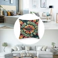 thumbnail image 5 of BANET Throw Pillow Cover Set of 2, Design Wavy Flowers Like Art, Decorative Square Covers for Couch Bed &amp; Sofa, Brown Green and Yellow 22x22in, 5 of 7