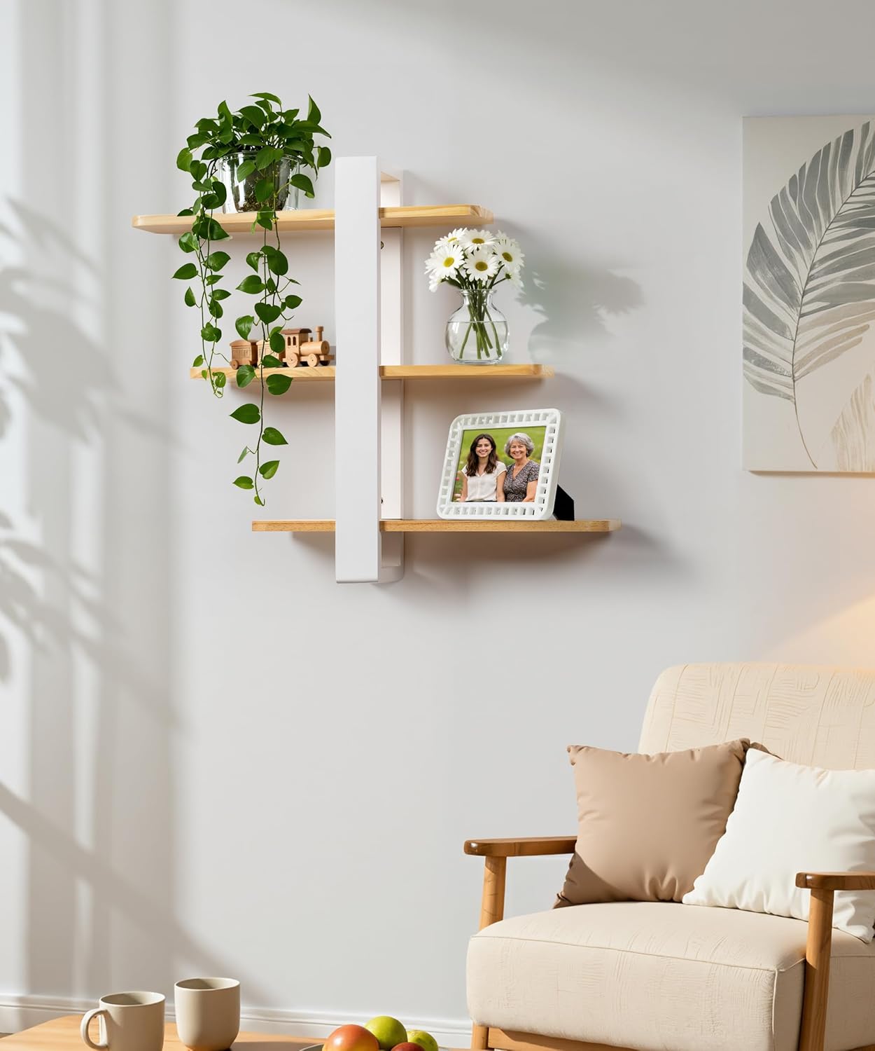 Gronda 3 Tier Wooden Floating Shelves Wall Mounted Shelf Unit for Living Room Bedroom, Easy Adjustable Hanging Shelves for Modern Home Wall Decor,20in