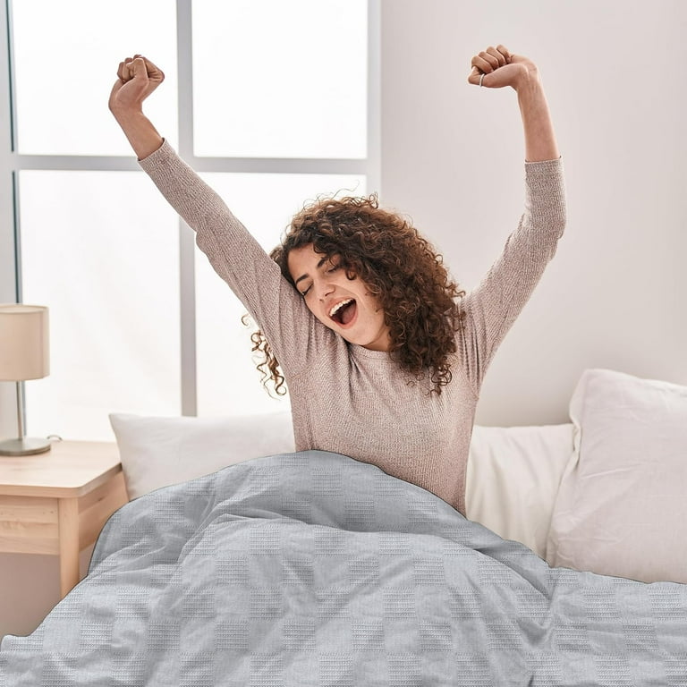 Oakias 100 Cotton Blanket King Silver 350 GSM 90 x 108 Inches Soft Thermal Blanket King Size Throw Blanket Lightweight Breathable Durable Summer Blanket for Bed Couches Living room Walmart