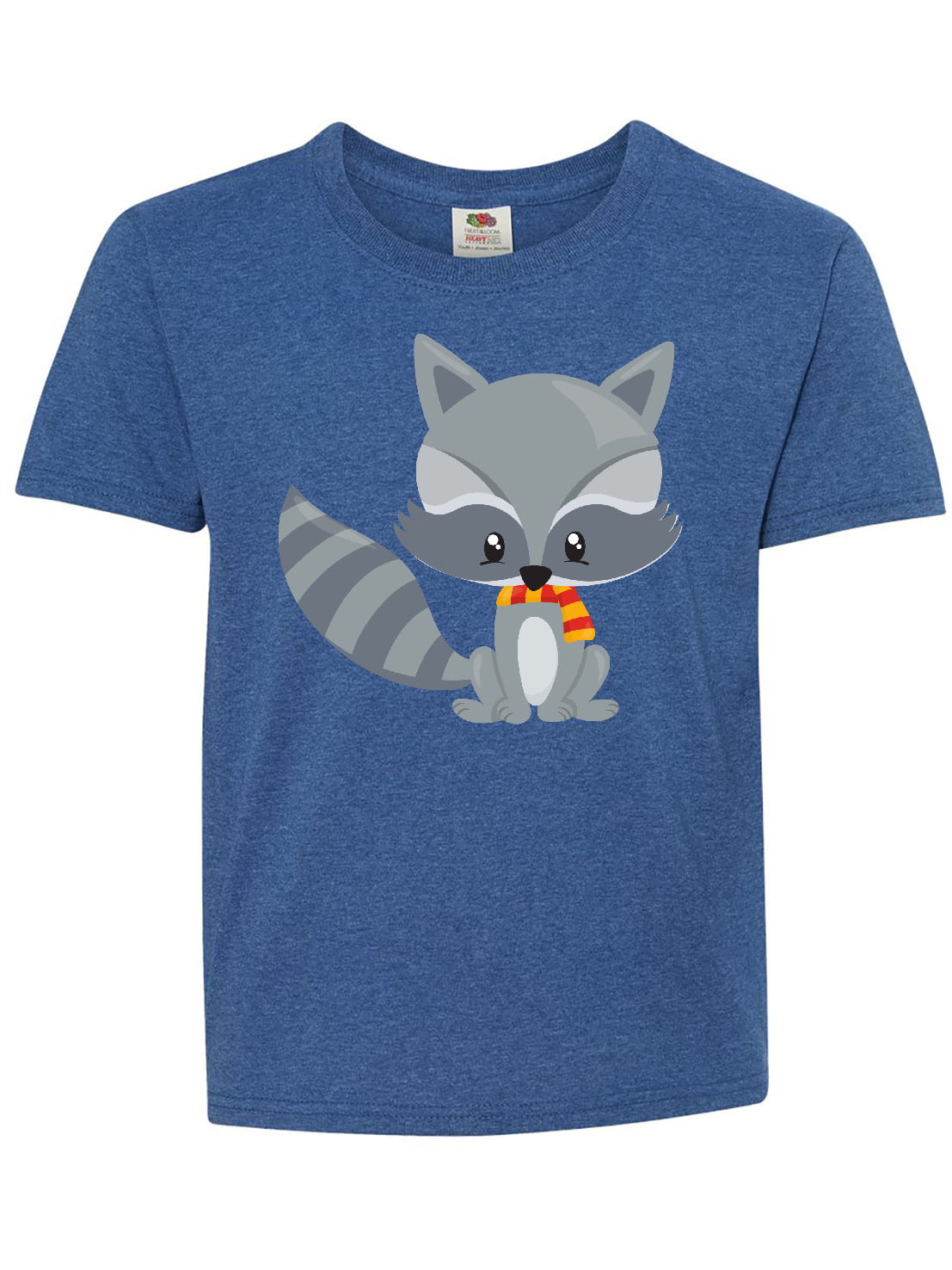 Cute Raccoon Wearing A Striped Scarf, Gray Raccoon Youth T-Shirt ...