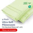 thumbnail image 3 of CGK Linens Extra Soft Pillowcases Set of 4 - King Size Hotel Luxury Breathable & Cozy 4-Piece Pillow Covers, Light Sage Green, 3 of 7