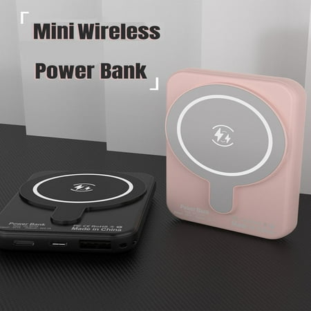 Hotpom Mini Magnetic Power Bank, 5000mAh Portable Wireless Fast Charger, for Outdoor Travel,Climbing, hiking and daily use Emergency Backup Power, Compatible with iPhone, Samsung, Black