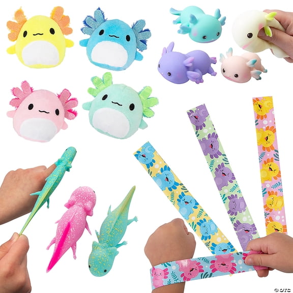Axolotl Toys, Squishies & Bracelets Party Favors Assortment - 48 Pieces