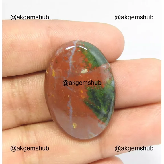 33.00 Cts Natural Bloodstone Oval Cabochon – 31x21x5 mm Gemstone Jewelry Design or Crafting Projects Perfect for Necklace Making