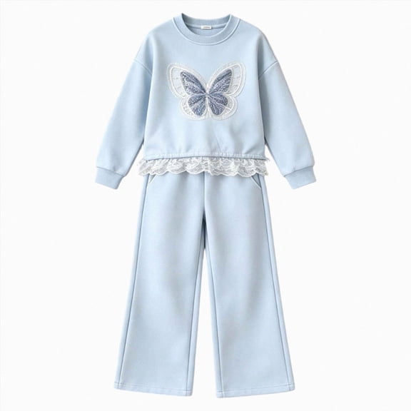 Gubotare Toddler Girl Winter Outfits Girl Clothes Toddler Fall Winter Outfit Pullover Sweatshirt Joggers Pants Set 5T 6T (Blue,5-6 Years)