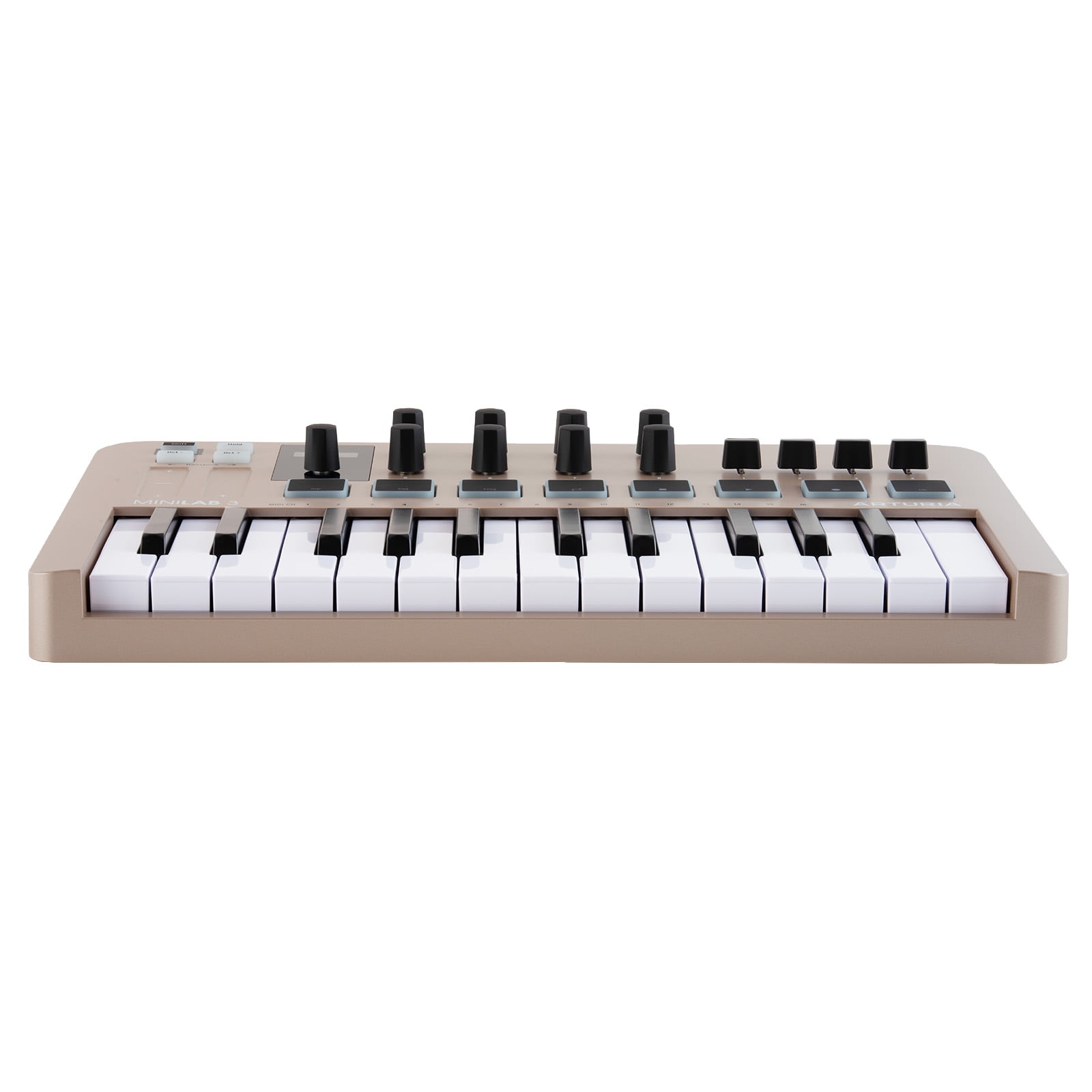 Arturia MiniLab 3 Champagne  25 Key USB MIDI Keyboard Controller With 8 Multi-Color Drum Pads, 8 Knobs and Music Production Software Included
