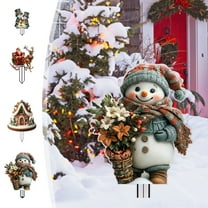 Outdoor Christmas Decorations, Acrylic Snowman Santa Claus Decorative Garden Stakes for Outdoor Yard for Outside Porch Lawn Pathway Xmas Decor Set of 4