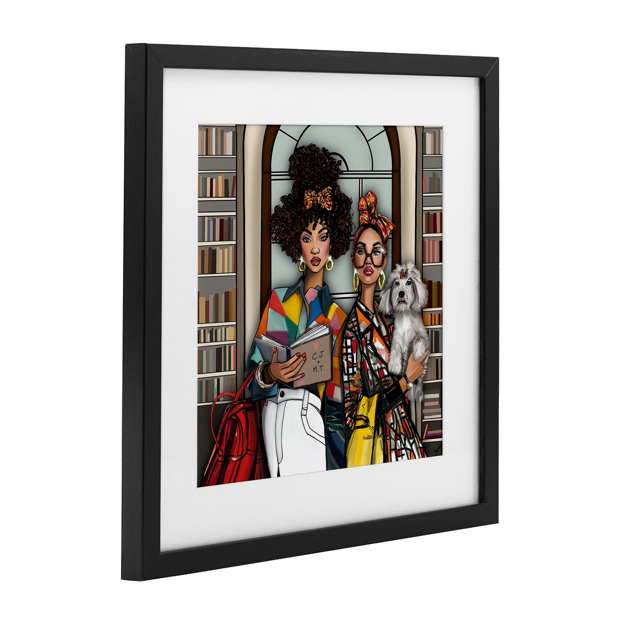 Stupell Industries Bookish Girls at Library Black Framed Print Under Glass, design by Tara Boone
